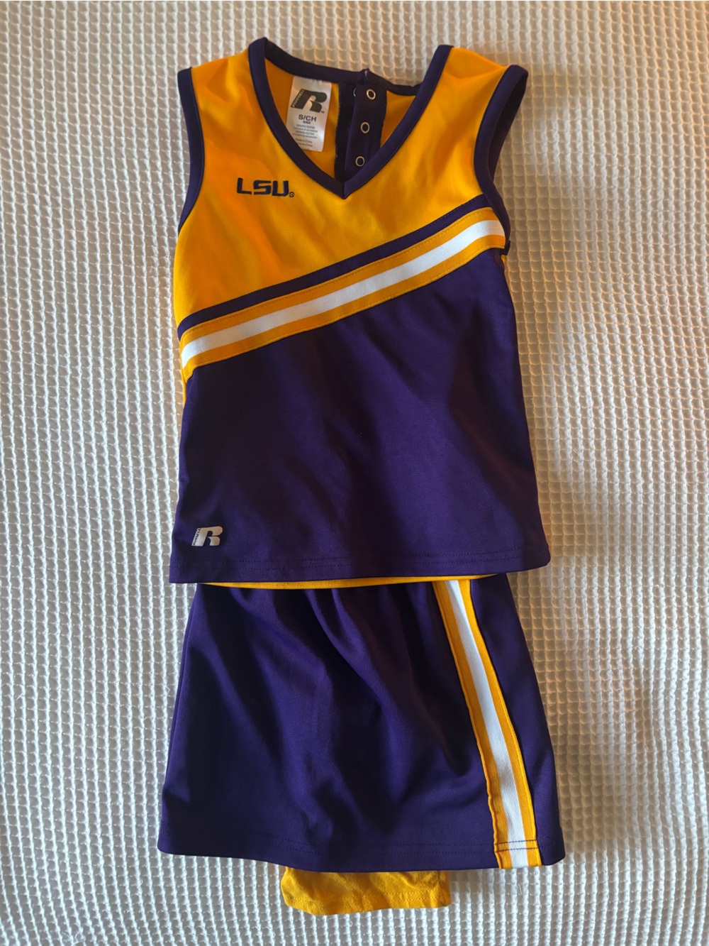 LSU cheerleading uniform
